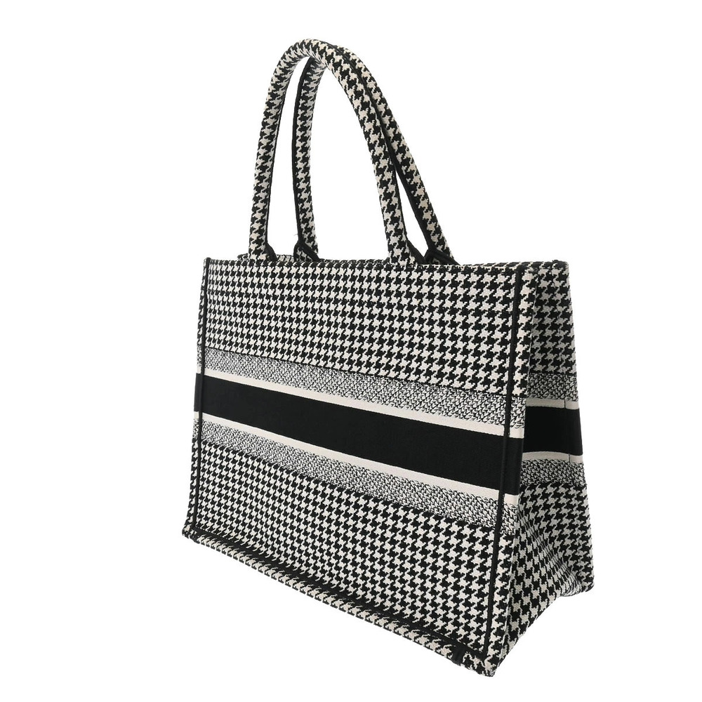 Dior Black Canvas CHRISTIAN  Book Tote Bag Houndstooth